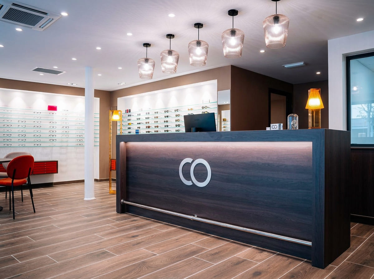 Comptoir sur mesure opticien Metz rénovation complète